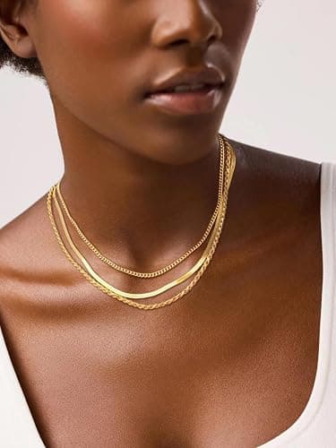 MFRYK Gold/Silver Necklaces Stack For Women,14K Gold/Sterling Silver Plated Simple Layered Choker Necklaces For Women,Stackable Multilayer Pearl Cross Disc Circle Pendant Cuban Herringbone Snake Paperclip Chain Necklaces Set Jewelry Gift for Women thumbnail 4