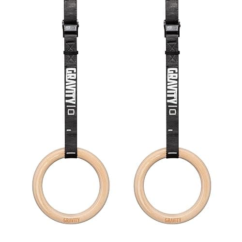 GRAVITY FITNESS Wooden Gymnastic Rings with Adjustable Straps with Buckle – Premium Calisthenic Olympic Rings for Gymnastics, & Full Body Fitness for Home and Gym Workouts - Image 1