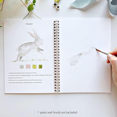 Animals Watercolor Workbook by Emily Lex Studio, 12 Beginner Friendly Sketched Illustrations, Lay Flat Spiral Pages, 6.5 x 9 inch, 120lb Watercolor Paper thumbnail 7