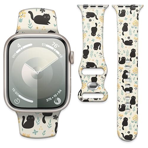 Sport Watch Band Compatible with iWatch Band 38mm 40mm 41mm Women, Soft Silicone Floral Print Sport Strap Replacement Wristbands for iWatch Series Ultra 9 8 7 6 5 4 3 2 1 SE - Image 1