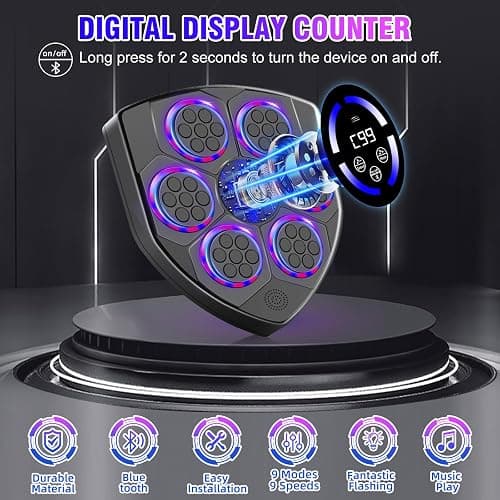 YORWHIN Smart Music Boxing Machine for Adults and Kids, Bluetooth Boxing Equipment with Boxing Gloves, Wall Mounted Electronic Punching Machine for Home Gym Workout Indoor thumbnail 6