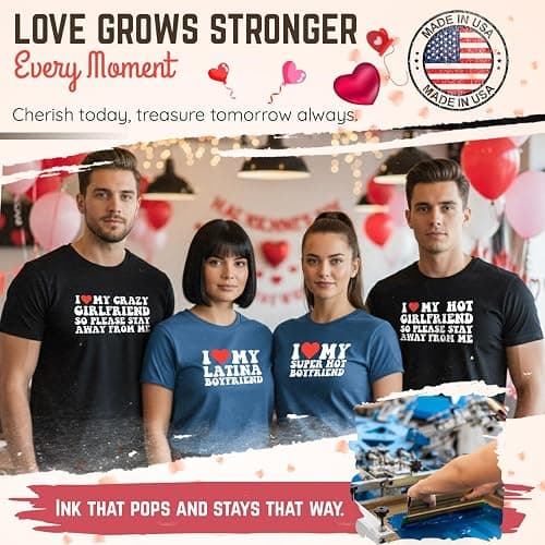 I Love My Girlfriend T Shirt for Men Heart Graphic T-Shirt Romantic Casual Novelty Valentine Tee Couples Clothing thumbnail 5