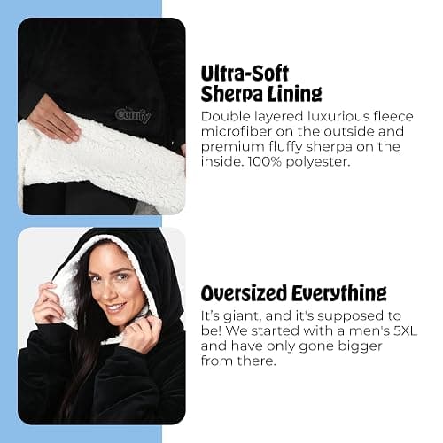THE COMFY Original | Sherpa Lined Microfiber Fleece Wearable Blanket, Oversized Design with Hood and Pocket from Shark Tank thumbnail 4