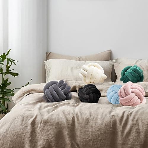 Wadser 2 Pcs Knot Pillows, Dark Grey Knotted Ball Pillow Plush Throw Pillows for Bed Sofa Couch, 8.7" Decorative Round Pillow Cushions thumbnail 2
