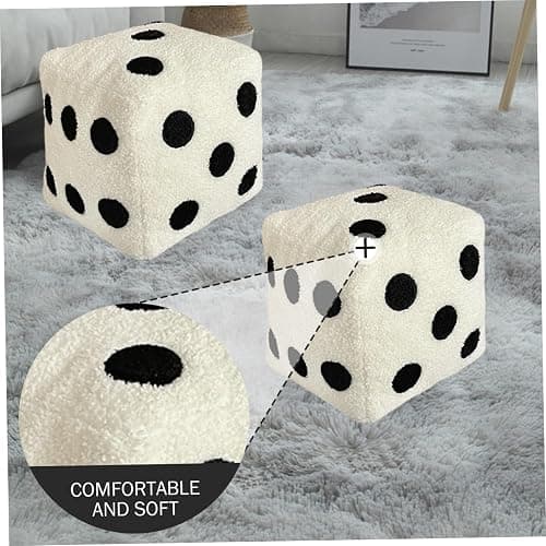 Licsaliwe Würfel-Plüschkissen, weiches Gaming-Raumdekor-Wurfkissen, einzigartiges dekoratives Kissen im Y2K-Stil für Bett, Sofa und Stuhl (20, 3 x 20, 3 cm), weiß thumbnail 7