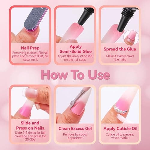 Makartt New Super Strong Semi Solid Nail Glue, Upgraded Hema-Free Nail Glue for Press On Nails, No UV/Led Lamp Needed, Quick Drying 20s, Fake Tips Adhesion, Nail Glues DIY Home Salon Manicure 10ml thumbnail 9