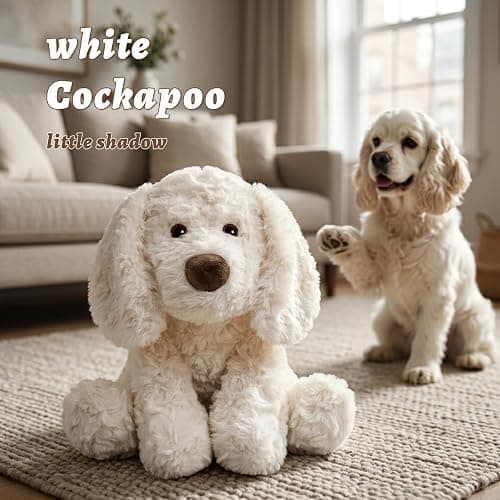 JUSTQUNSEEN White Stuffed Dog Plush Toy Sitting Puppy Animal Floppy Eared Cute Soft Cuddly Plushie for Newborn Baby Toddler Girls Boys Nursery Decor Birthday Shower Gift 12 Inch thumbnail 8