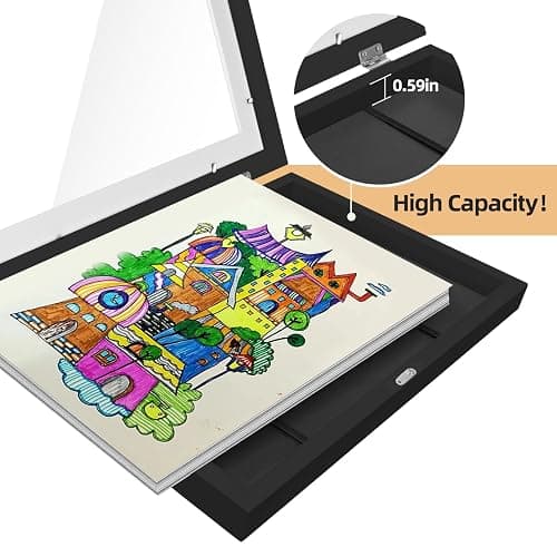 HEPFLANZE 4 Pack Kids Artwork Frames Changeable 8.5 x 11 Inch Children Art Projects Kids Art Frames Front Opening Picture Display Frame, Black thumbnail 7