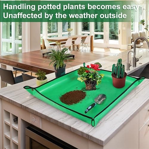 HNXTYAOB Repotting Mat for Indoor Plant Transplanting and Mess Control 27"x 27" Thickened Waterproof Potting Tray Foldable Succulent Potting Mat Portable Gardening Mat Garden Gifts for Women & Men thumbnail 3