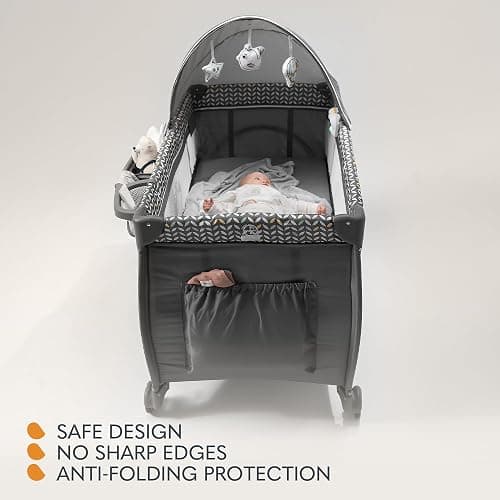 Lionelo Sven Plus 2in1 Travel Cot and Portable Baby Zone for newborns 0-36 Months Foldable with 2-level Heights, Changing Table, Mattress, Side Entrance Mesh Walls Mosquito Net Canopy Wheels Organiser thumbnail 7
