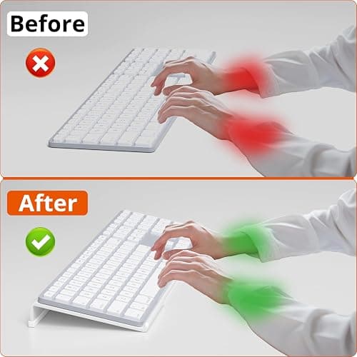 Richboom Acrylic Tilted Computer Keyboard Holder for Easy Ergonomic Typing, Keyboard Stand for Office Desk, Home, School, White thumbnail 8