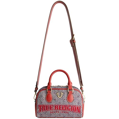 True Religion Satchel Bag, Women's Mini Tile Denim Purse Shoulder Handbag, Navy - Image 1