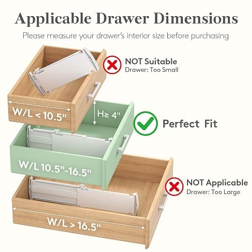 Lifewit 12 Pack 4" High Drawer Dividers, Adjustable Drawer Organizer Clothes thumbnail 3