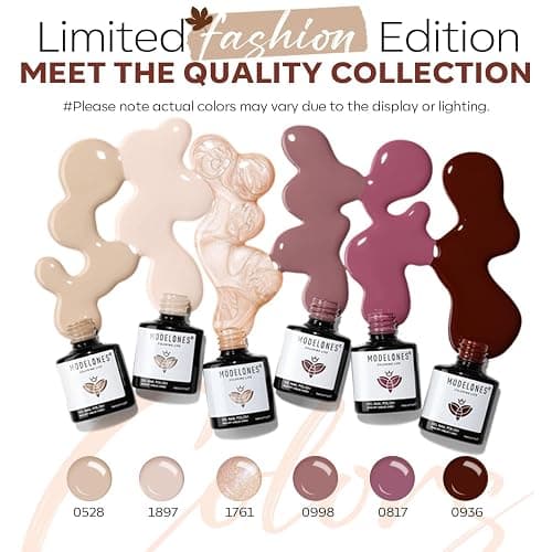 modelones Gel Nail Polish Set -6 Colors Fall Winter Nude Brown Gel Polish Kit Neutral Raspberries Purple Pearl Glitter Nail Polish Soak Off LED Starter Kit Manicure Nail Art Salon DIY Gift thumbnail 2