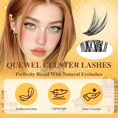 QUEWEL Lash Clusters Wispy Eyelash Clusters 300 Pcs Natural Cluster Eyelash Extensions C Curl, Mixed Length 10-16mm DIY Individual Lashes Cluster at Home for Countless Stunning Looks (QU45) thumbnail 8