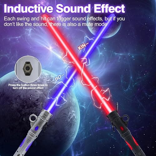 Kogibe Light Up Saber for Kids, LED Light Swords Set with 25 Color Changing Electronic Lights &FX Sound for Galaxy War Fighter Warriors, Dress Up Parties (with Belt Clip) thumbnail 5