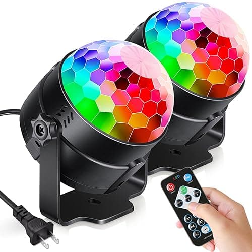 Luditek 2-Pack Sound Activated Party Lights with Remote Control, Disco Ball Light, DJ Strobe Lamp for Home Room Dance Party Supplies White Elephant Gifts Birthday Christmas Halloween Party Decorations - Image 1