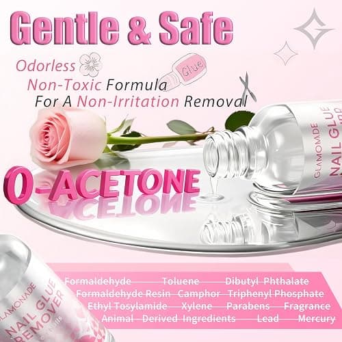 Glamonade Press on Nail Glue Remover: False Nail Tips & Fake Nails Quick Easy Removal Adhesive Debonder Beginner Friendly - 30ml Non-Acetone Dissolver thumbnail 4
