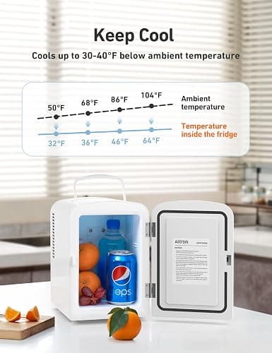 AstroAI Mini Fridge 4 Liter/6 Cans Makeup Skincare Fridge Portable Cooler and Warmer Little Tiny Fridge for Bedroom (Pink) thumbnail 4