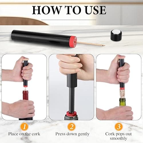 2pcs Aeropop Wine Opener, Loritia Arropop Wine Opener, Travel Portable Pocket Air Pressure Pump Bottle Open for Home Restaurant Party (Golden+Red) thumbnail 7