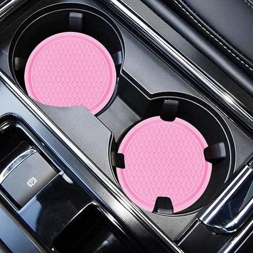 ZSDY Car Cup Coaster, 4PCS Universal Auto Non-Slip Cup Holder Embedded in Ornaments Silicone Coaster, Car Interior Accessories Sets, Pink thumbnail 4