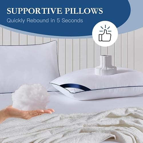Meoflaw Pillows Queen Size Set of 4,Soft Microfiber Queen Pillows with Hollow Fiber,Hotel Quailty Bed Pillows for Sleeping 4 Pack for Back,Stomach Sleeper thumbnail 3