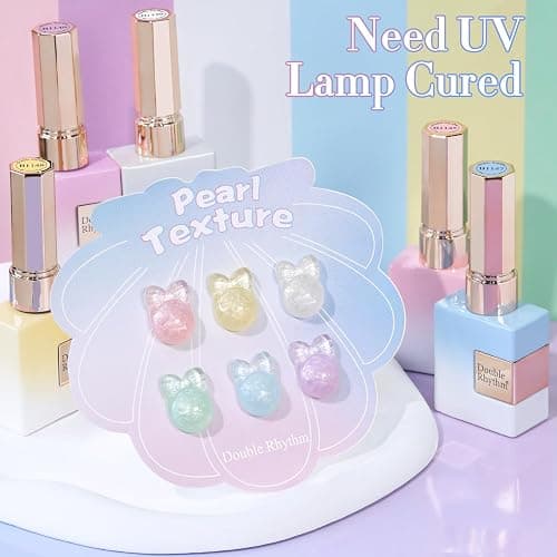 Double Rhythm 6 Pcs 15 ML Gel Polish Set Same Color Same Bottle Soak Off Gel Polish Kit Nail Art Manicure Salon DIY at Home for Women (Pearl Pink White Green Blue Purple-T6-21) thumbnail 4