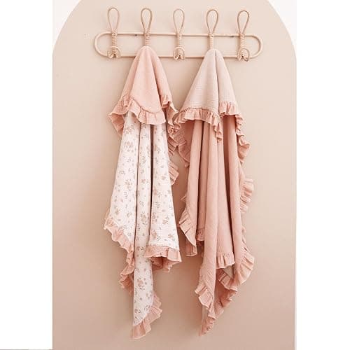 Konssy Flounce Muslin Baby Blankets, Cotton Crib Blanket for Baby Infant Toddler, Super Soft and Lightweight Nursery Blankets 40"x36" (Blossom) thumbnail 6
