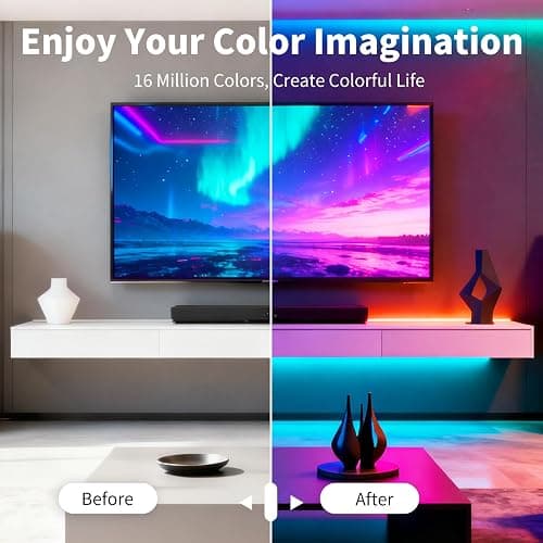LCTKJTP LED Strip Lights,RGB Music Sync Color Changing Led Lights with Smart App Control Remote & Remote Control for Room,Part,Essential,Sense of Atmosphere Decoration(100FT-2 Rolls of 50ft) thumbnail 6