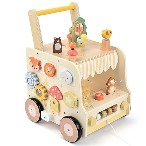 Pithfor Wooden Activity Cube Push Walker, Wooden Baby Walker, Montessori Toys for Babies 10-12 Months 1 2 3 Years Old Boys & Girls, Help Learning to Walk & Sit-to-Stand thumbnail 8