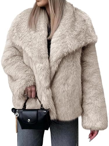 Cicy Bell Womens Faux Fur Coat Winter Shaggy Casual Oversized Lapel Jackets Warm Fuzzy Outerwear - Image 1