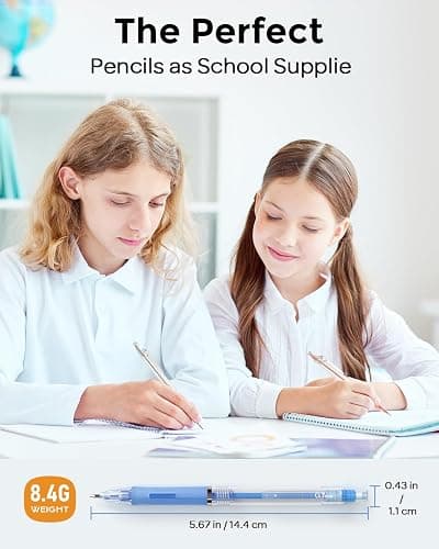 Nicpro 23PCS Pastel Mechanical Pencil 0.5 & 0.7 mm with Case for School, with 12 tubes HB Lead Refills, 3 Erasers, 9 Eraser Refills For Student Writing, Drawing, Sketching, Blue & Pink & White Colors thumbnail 6