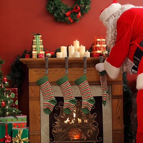 Christmas Stocking Holders Set of 4, Stocking Holders for Mantle, Xmas Stocking Hangers for Fireplace Shelf Staircases Party Decoration Christmas Mantel Decor Hooks thumbnail 8