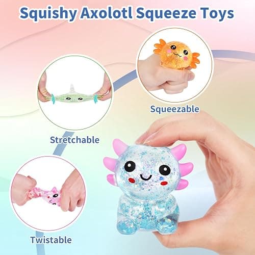 Nyktavos 4Pcs Axolotl Squeeze Toy, Slow Rise Stress Toy Relief Sensory Toy | Cute Squeeze Anxiety Pressure Ball, Portable Calming Fidget Toy for ADHD Autism, Gift Box Packed thumbnail 4