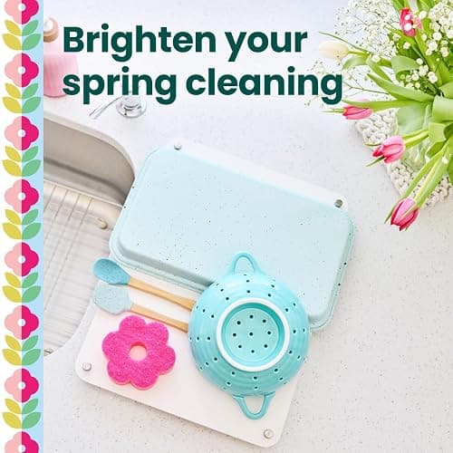Scotch-Brite Brite Blooms Extra Gentle Scrub Sponge, Dishwasher-Safe Kitchen Sponge for Cleaning Delicate Surfaces, Pink Spring Flower Dish Sponges Made with 100% Recycled Fibers thumbnail 5