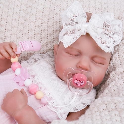 Aori Pacifier Clips for Rebron Baby Dolls Silicone Holders Clips with Magnetic Pacifier -Pink thumbnail 2