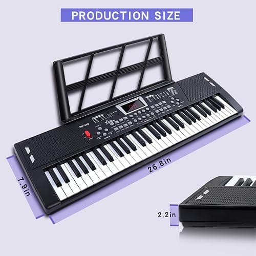 61 key piano keyboard - Electric Keyboard Piano with Microphone, Music Stand, Built-In Speakers - Portable Digital Piano for Beginners, Ideal Gift & Learning thumbnail 7