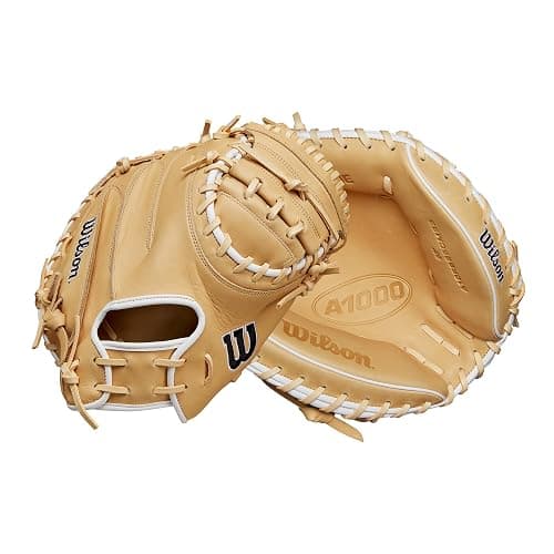 Wilson Fall 2024 A1000® CM33 33” Baseball Catcher’s Mitt - Blonde/Black/White, Right Hand Throw - Image 1
