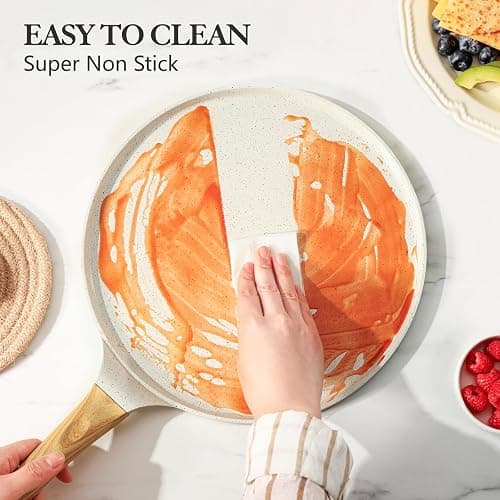 SENSARTE Nonstick Ceramic Cookware Set, 23 PCS Pots and Pans Non Toxic, PFAS & PFOA Free, Non Stick Healthy Kitchen Cooking Set with Stay-Cool Handles, White thumbnail 6