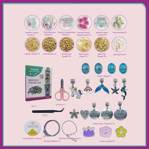PHODDR 4300pcs Beads Bracelet Making Kit ，Beads for Jewelry Making Kit Supplies, Friendship Bracelet kit， Birthday Christmas Gifts for Girls Ages 5 6 7 8 9 10 11 12 Years Old thumbnail 3