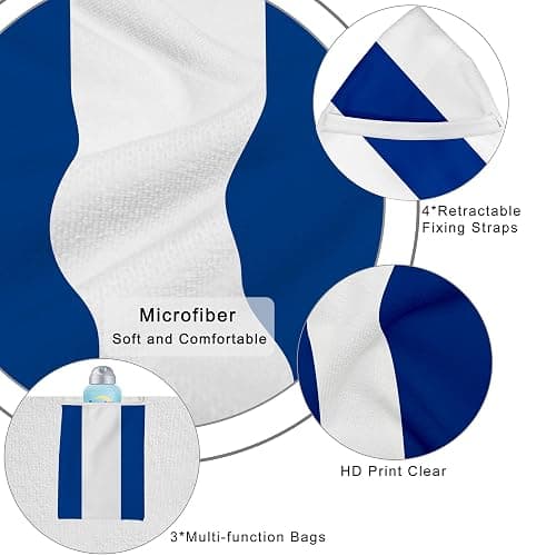 Ruikyhom Lounge Chair Towel Cover, Beach Chair Covers (Pack of 2), Chaise Lounge Cover with 3 Pockets for Pool Beach Garden Courtyard Outdoor Trips, 85 x30 in, Striped Dark Blue thumbnail 5