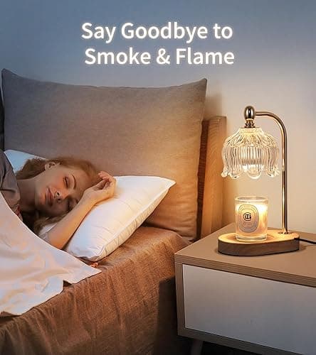 MEIXISUE Candle Warmer Lamp with Timer and Dimmer,Electric Gold Light Gifts for Women Melt Wax Warmer Lamp with 2 Bulbs for Candle Jars House Warming New Home Decor Bedroom - Gold ‎flower thumbnail 7