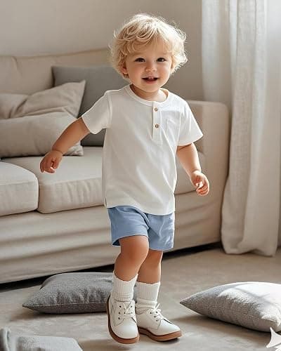 ZUEMET 3 Pack Baby Boys Shorts Toddler Unisex Pull On Jogger Shorts Girls Stretchy Cotton Pants with Pocket Size 18M-5T thumbnail 2