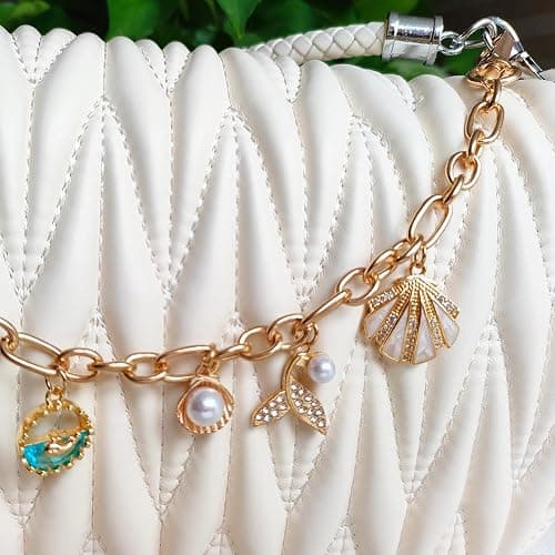 FengFaer Purse Charms Sea Star Heart Shape Shell Bag Charms for Handbags Purse Keychain Bag Charm Chain Keychains for Women thumbnail 8