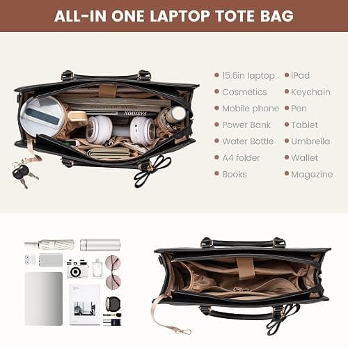 LOVEVOOK Laptop Tote Bag for Women,Leather Work Bag, Waterproof Business Teacher Bag,Large Computer Handbag Purse Briefcase,Office Gifts for Women thumbnail 3