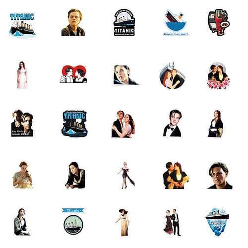 61Pcs Titanic Classic Movie Stickers Pack, Jack Rose Vinyl Waterproof Sticker for Water Bottle,Skateboard,Laptop,Phone,Journaling,Scrapbooking Decals Gifts for Kids Teens Adults for Party Supply thumbnail 3