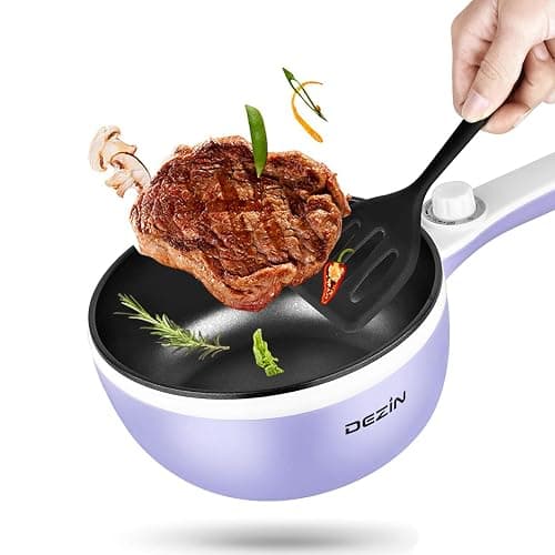 Dezin Hot Pot Electric Upgraded, Non-Stick Sauté Pan, Rapid Noodles Electric Pot, 1.5L Mini Portable Hot Pot for Steak, Egg, Fried Rice, Ramen, Oatmeal, Soup with Power Adjustment - 1.5L(Without Steamer) - Beige thumbnail 9
