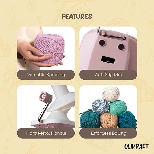 Olikraft Manual Yarn Winder | Yarn Ball Winder, Roller, Baller Crochet Spinner for Crocheting | Clamp for 1 3/4" Surfaces | Create Cakes up to 4oz thumbnail 5