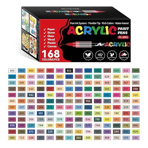 TECADA 168 Colors Acrylic Paint Markers, Soft Brush Tip Acrylic Markers Set, Paint Pens for Wood, Fabric, Canvas, Glass, Stone, Canvas, Rock Painting and DIY Crafts Art Supplies thumbnail 8