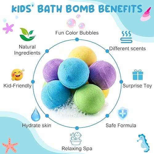 12 Pcs Bath Bomb Gift Set with Surprise Inside – Natural Ingredients, Rich Bubbles, Moisturising Cocoa & Shea Butter, Fizzes Spa – Ideal Birthday Easter Gift for Boys & Girls thumbnail 2
